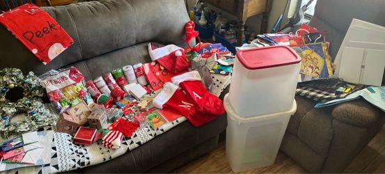 Huge Lot of Mainly Christmas Items Decor, Tree, Gift Bags and Boxes, Ornaments, Etc