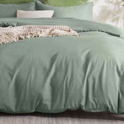 New Duvet Cover California King Size - Soft Double Brushed Bedding Set, Green