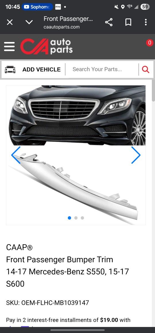 Mercedes Benz Front Bumper Trim