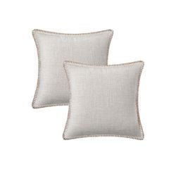 Throw Pillow Covers 18x18 Set of 2, Square Linen Farmhouse Pillow Covers