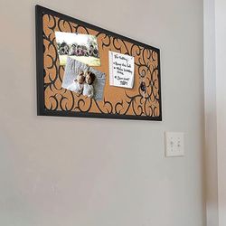 Extra Thick, Cork Board for Walls, Bulletin Board, Pin Board, Decorative, Solid Frame, Install Horizontal or Vertical, for Home and Office, Push Pins 