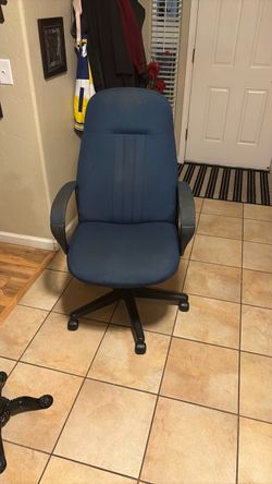 Blue Fabric High-Back Office Chair