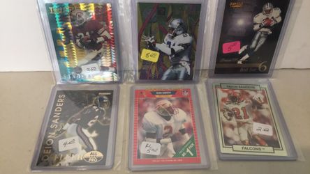 Six Deion sanders cards