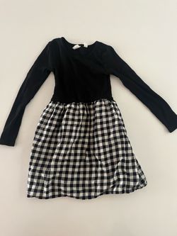 GAP Black Top with Black & White Gingham Skirt Kids Dress Size xs (4/5)