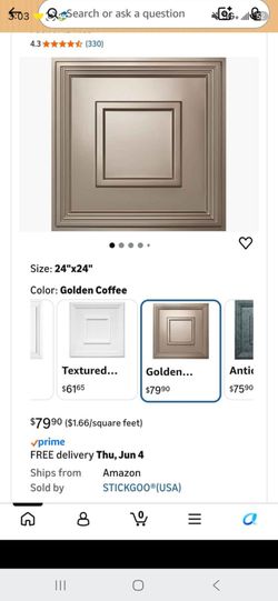 STICKGOO 24x24 Golden Coffee Ceiling Tile