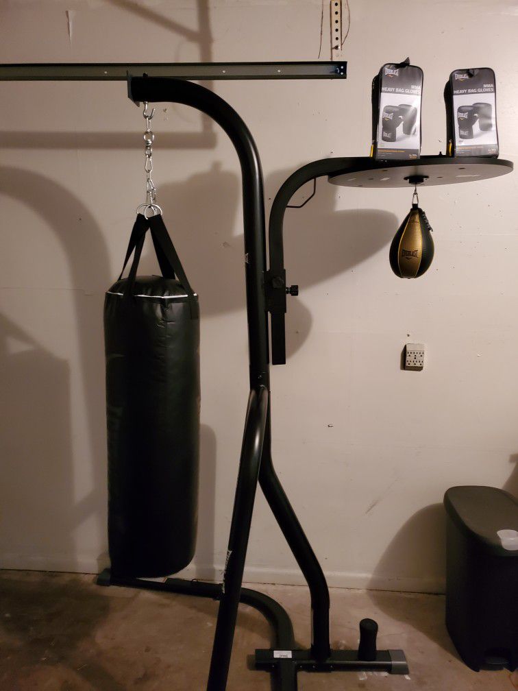 Punching Bag With MMA Gloves
