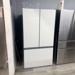 Samsung 30 Cubic Ft. BESPOKE White Glass Refrigerator With Beverage Center And Ice Maker🔥FINANCING AVAILABLE 🔥