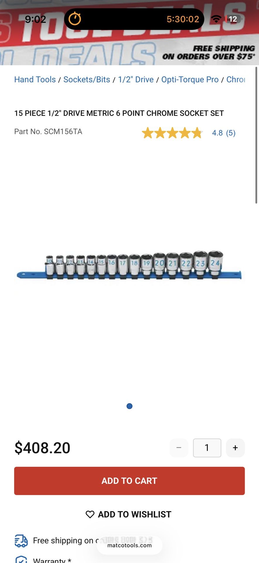 Matco 1/2 Inch Metric Sockets