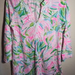 Lilly Pulitzer Tunic Top Kaia Knit Croc My World Coastal Tropical Beach Vacation Women S