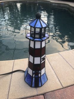 Stained Glass Lighthouse Lamp