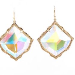 Kendra Scott 14k gold plated faceted iridescent dangle earrings