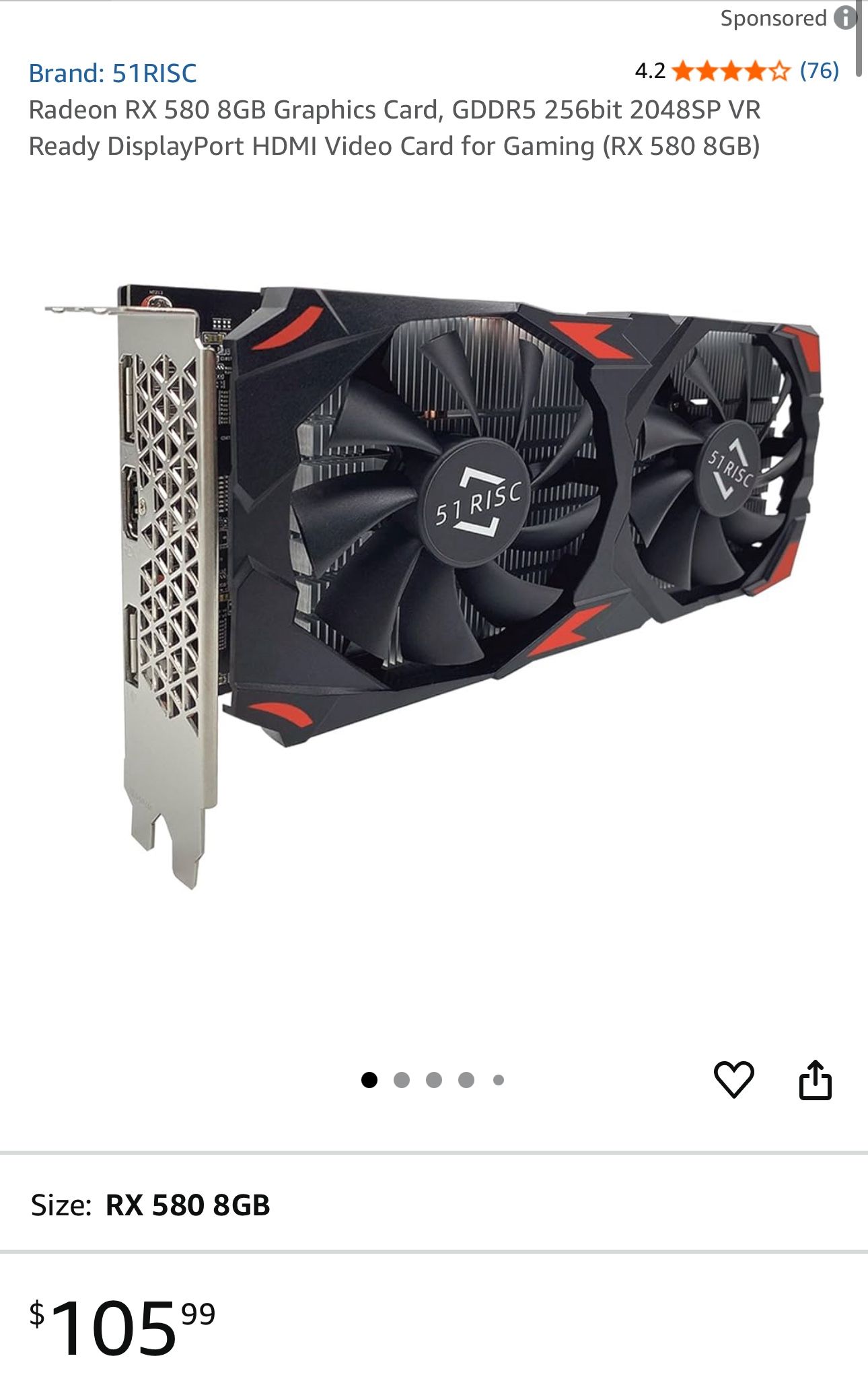 Radeon RX 580 8GB Graphics Card