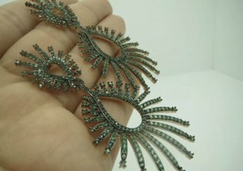 925 sterling silver micro pave Emerald dangle earrings