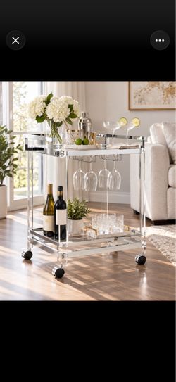 Acrylic and Chrome 2-Tier Bar Cart