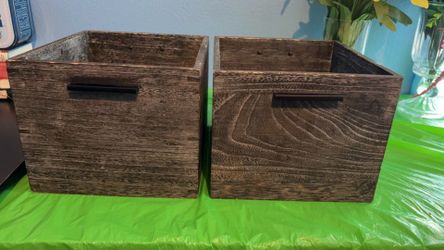 Two faux wooden boxes