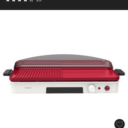 Brand New CRUXGG 2-in-1 Smokeless Indoor Ceramic Nonstick Grill & Griddle - Snow: Aluminum, Dishwasher-Safe, 1500W, White