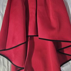 Red Pleated Skirt - High-Low Hemline