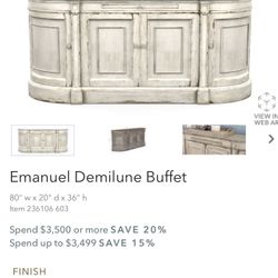 Ethan Allen Emanuel Demilune Buffett 