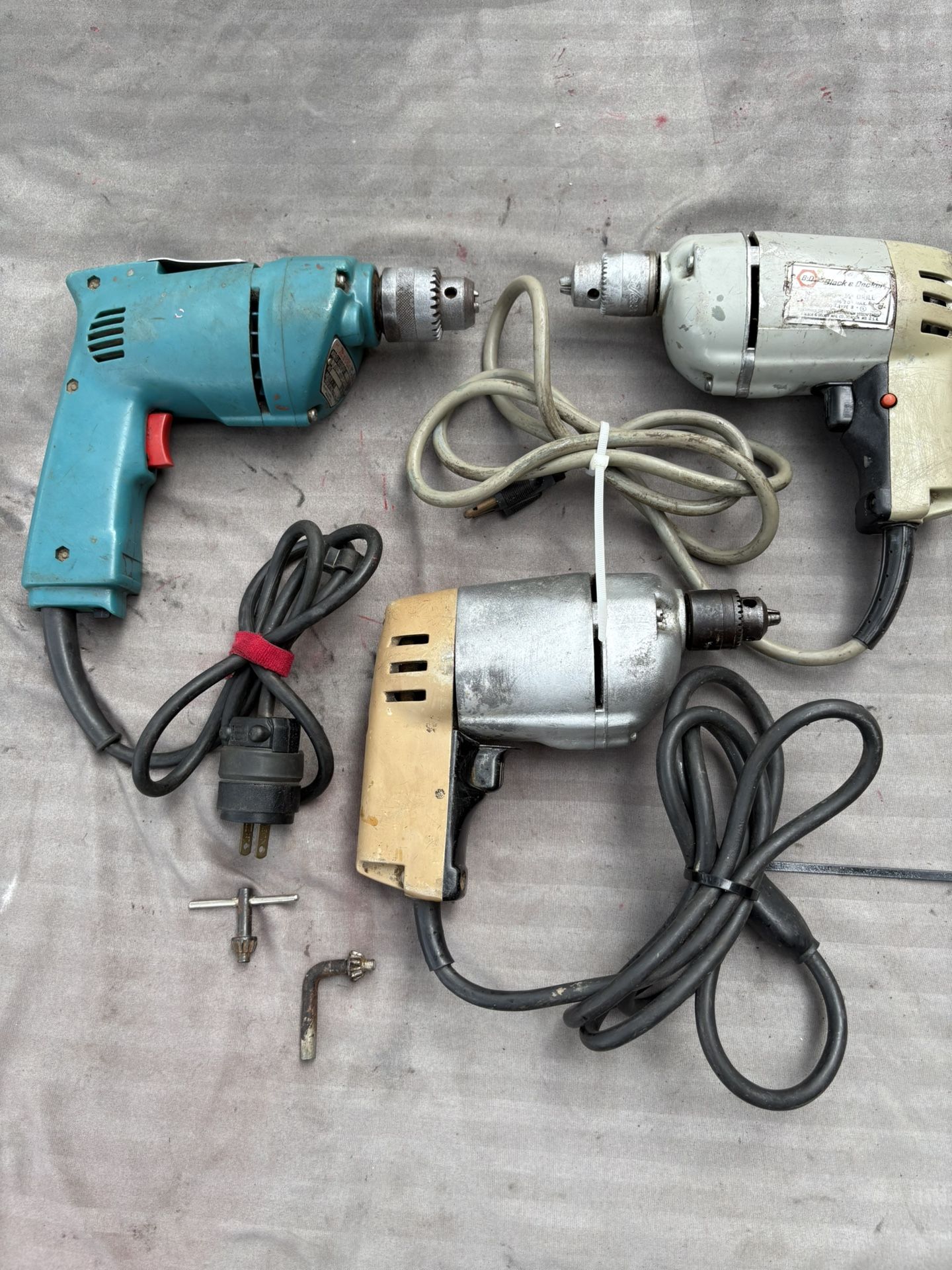 Solid Corded Drill Bundle- Makita, Craftsman, Bl & Decker- Healthy Cords, Chuck Keys
