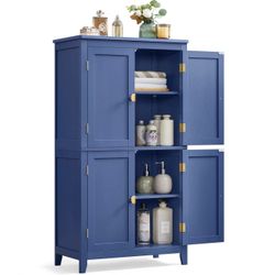 Floor Storage Cabinet, Freestanding Storage Unit with 4 Doors, Adjustable Shelves, 11.8 x 23.6 x 43.3 Inches, for Entryway, Bathroom,  UBB