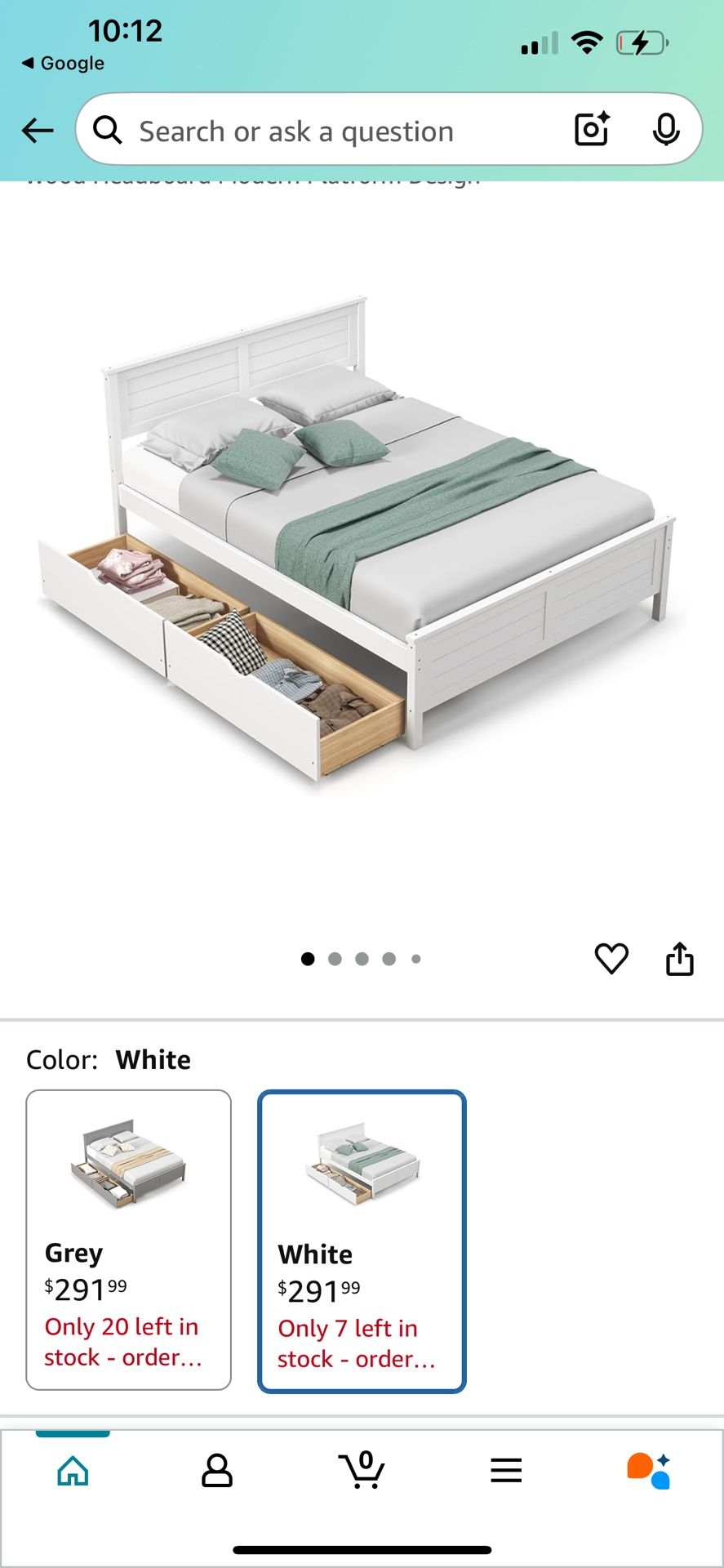 Full Size Bed Frame with Storage Drawers