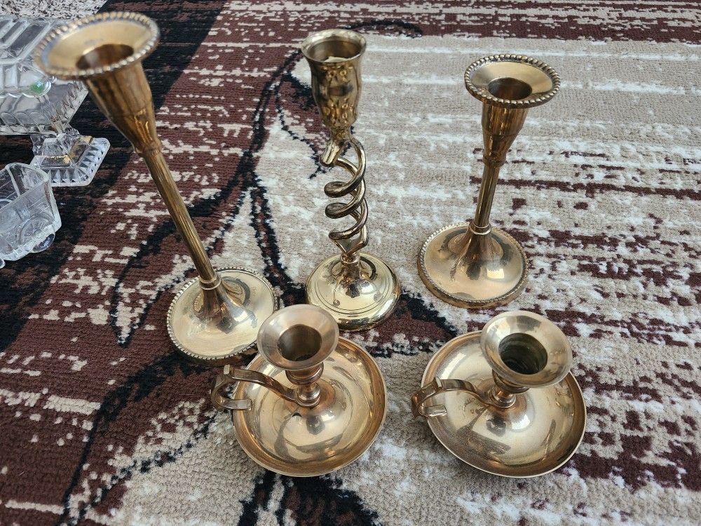 Vintage Brass Candle Holders