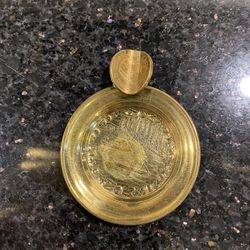 Vintage Small Brass Ashtray Venice Scenery  