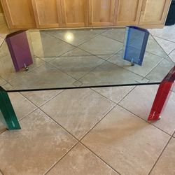 Multi Colored Glass Topped Art Deco Table 
