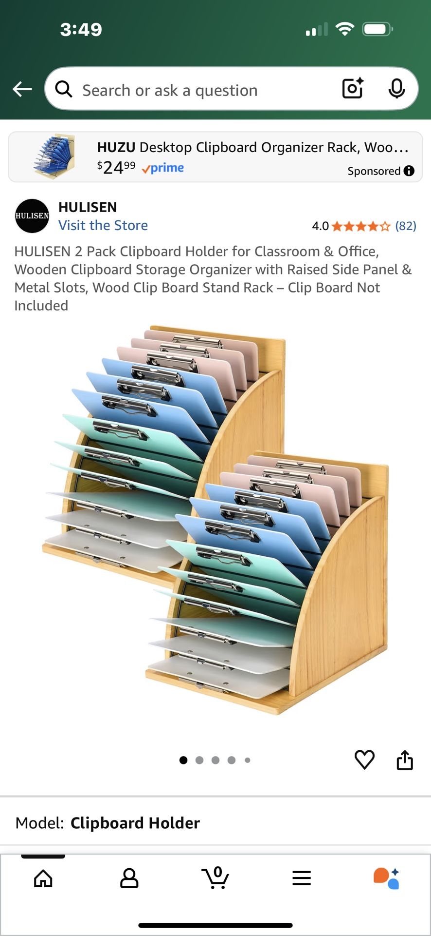$20-HULISEN 2 Pack Clipboard Holder for Classroom & Office, Wooden Clipboard Storage Organizer with Raised Side Panel & Metal Slots, Wood Clip Board S
