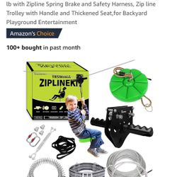 120 ft ZIP LINE KIT up to 330 lbs SPRING BRAKE AND SAFETY HARNESS KIT PARA TIROLESA HASTA 330libras