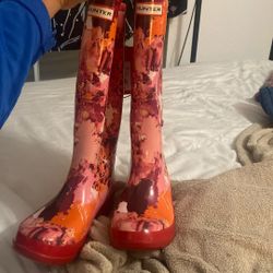 Hunter red camo size 7 rain boots women’s