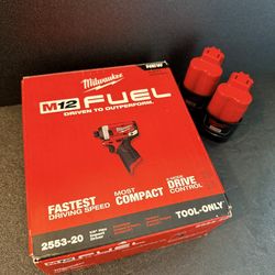 Milwaukee M12 FUEL 1/4" Hex Impact Driver 2553-20 w/ 2 Batteries