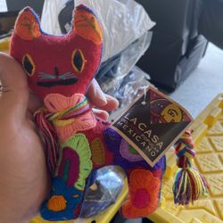 Handmade Mexican Cat Doll From Cancun Xcaret Mexico Gift Shop