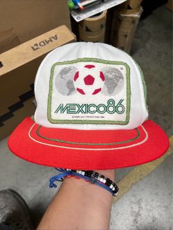 Vintage Mexico 86 World Cup Soccer Trucker Hat SnapBack Green Official Logo