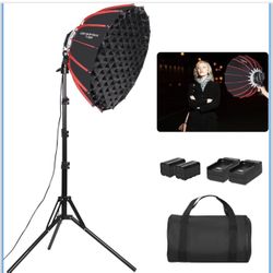 21in/55cm 60W Handheld LED Softbox Light with Rechargeable Battery/Grid/Light Stand, X(396)