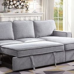 Brand New Light Grey Sectional Sofa Storage Sleeper 