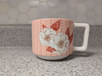 Starbucks 2019 Summer Floral Magnolia Ceramic Mug 12oz – Peach/Pink with Square Handle