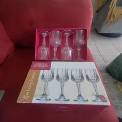 Cristal D' Arques Longchamp Crystal Wine/Water Goblets Glasses - Set of 4 In Box