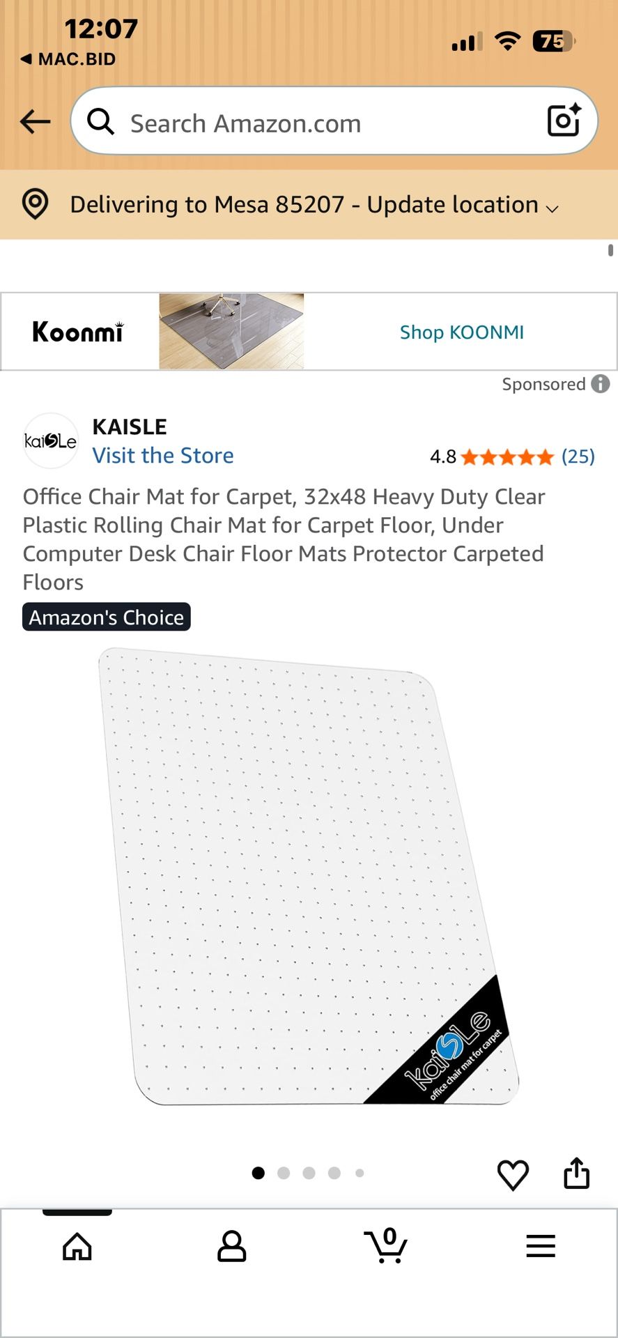 Kaisle Heavy Duty Office Chair Mat For Carpet. 32x48