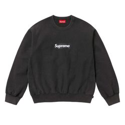 Supreme Washed Box Logo Crewneck Black Size M SS25