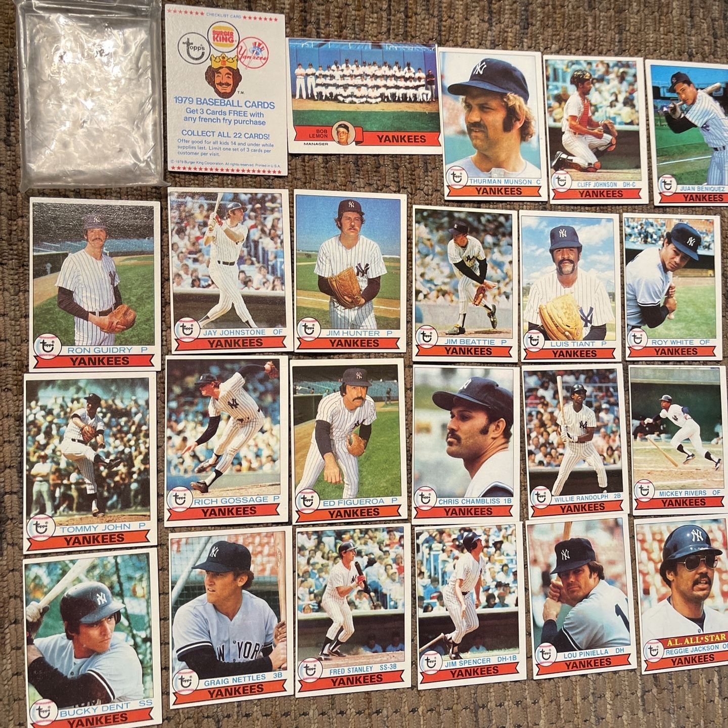 1979 Topps Burger King Yankees 23 Baseball Card Collection 