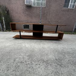 Crate And Barrel Mid Century Modern Open Media Console Entertainment Center Tv Stand Bookcase Shelf Unit.