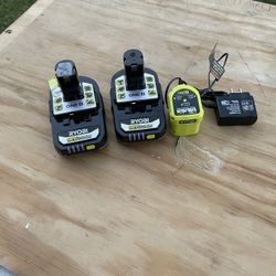 Ryobi Two New 18v Batteries And Charger 