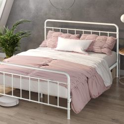 White Queen Size Metal Bed Frame