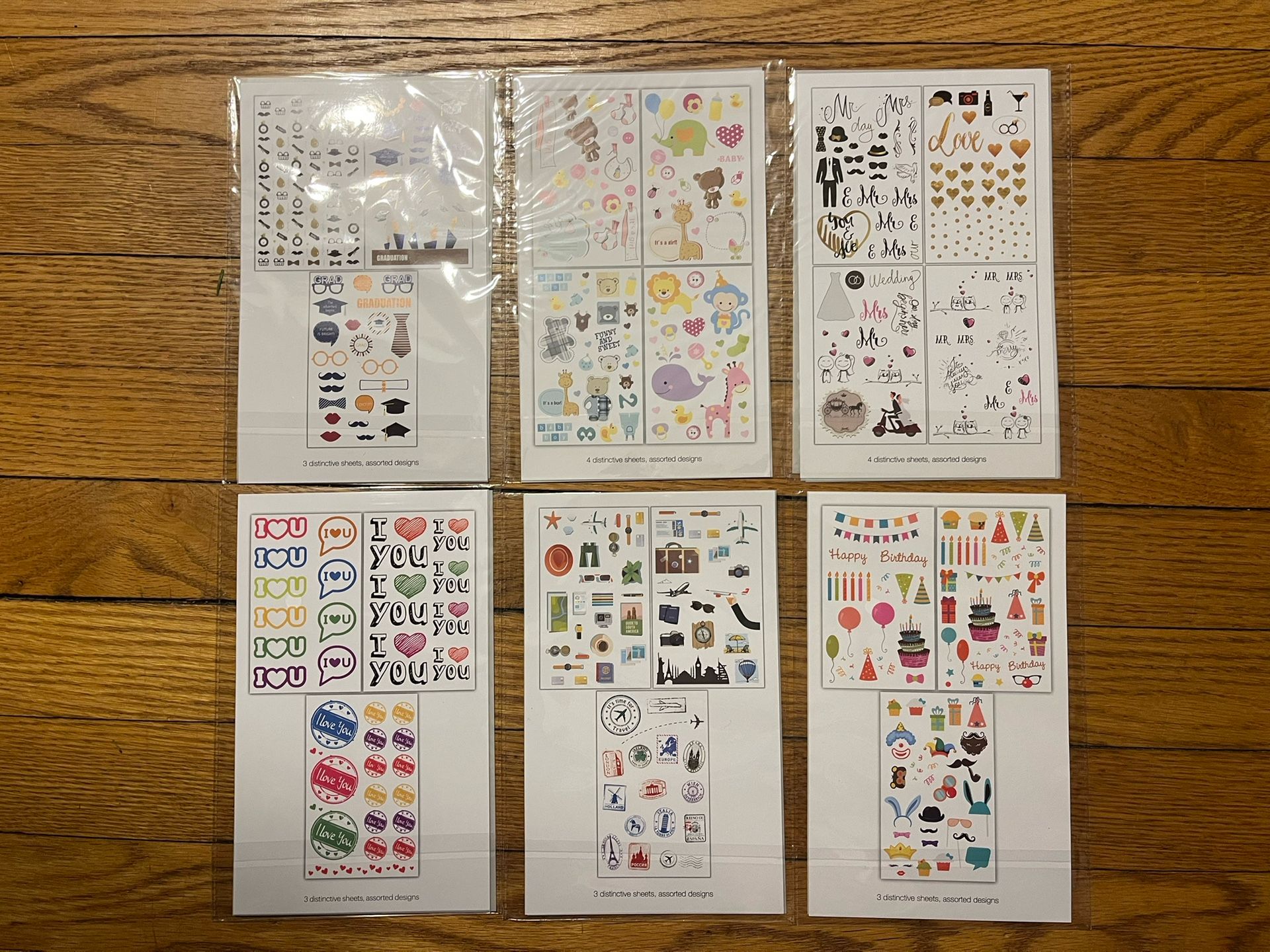 Six Sets Of Stickers For Scrapbooks/crafts
