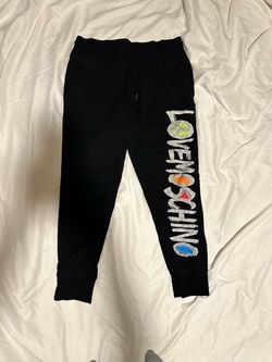 Love Moschino Black Graphic Logo Jogger Sweatpants Men's XL Multicolor