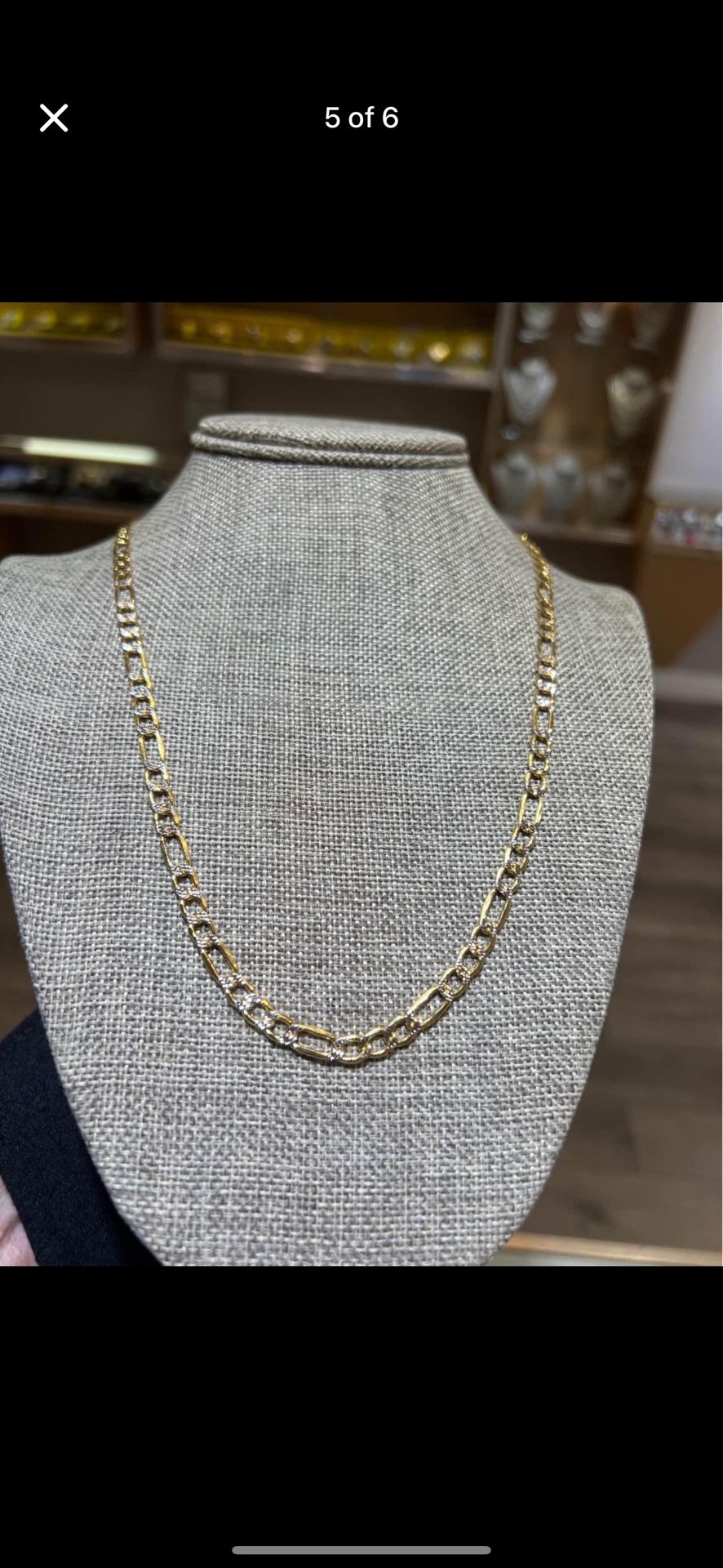 14kt 2 Tone Gold Figaro Chain