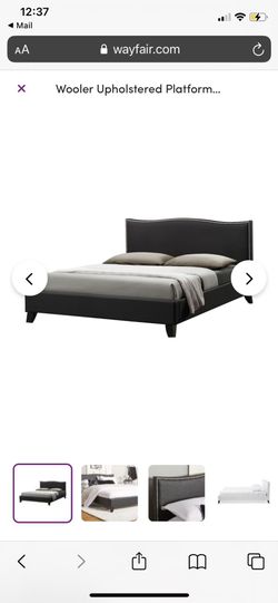 NWT Studded Black Faux Leather Queen Bed