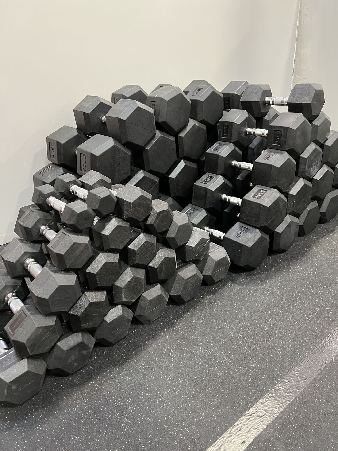 New 5-100 Rubber Dumbbell Sets + Delivery Available