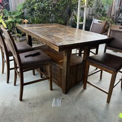 6 Chair Kitchen Table. Walnut Color  Counter Height 